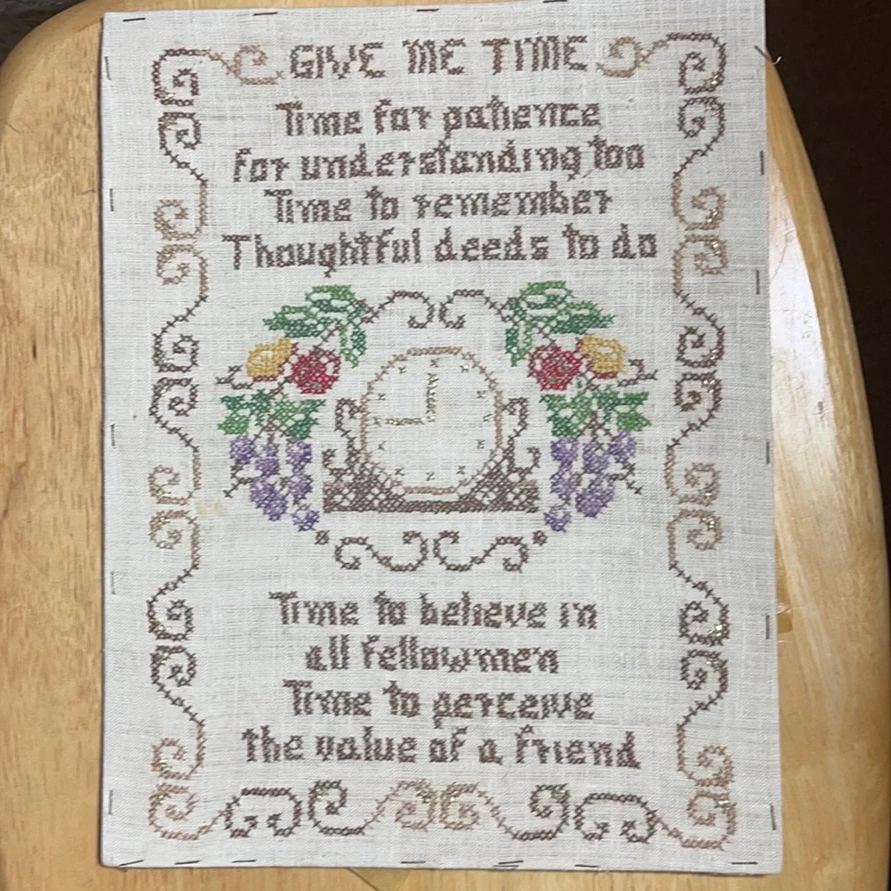 Vintage cross stitch tapestry no frame-this is a dying art & harder to find